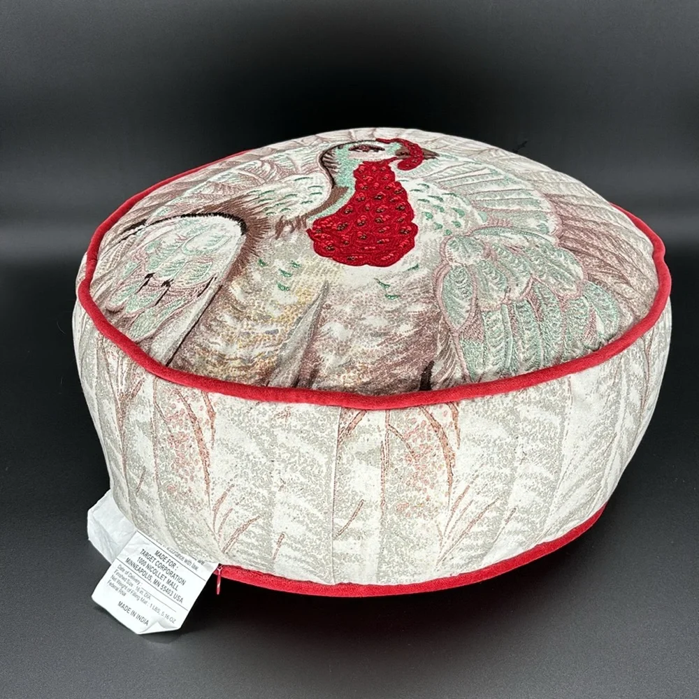NWT John Derian for Target Beaded Round Turkey Decorative Pillow